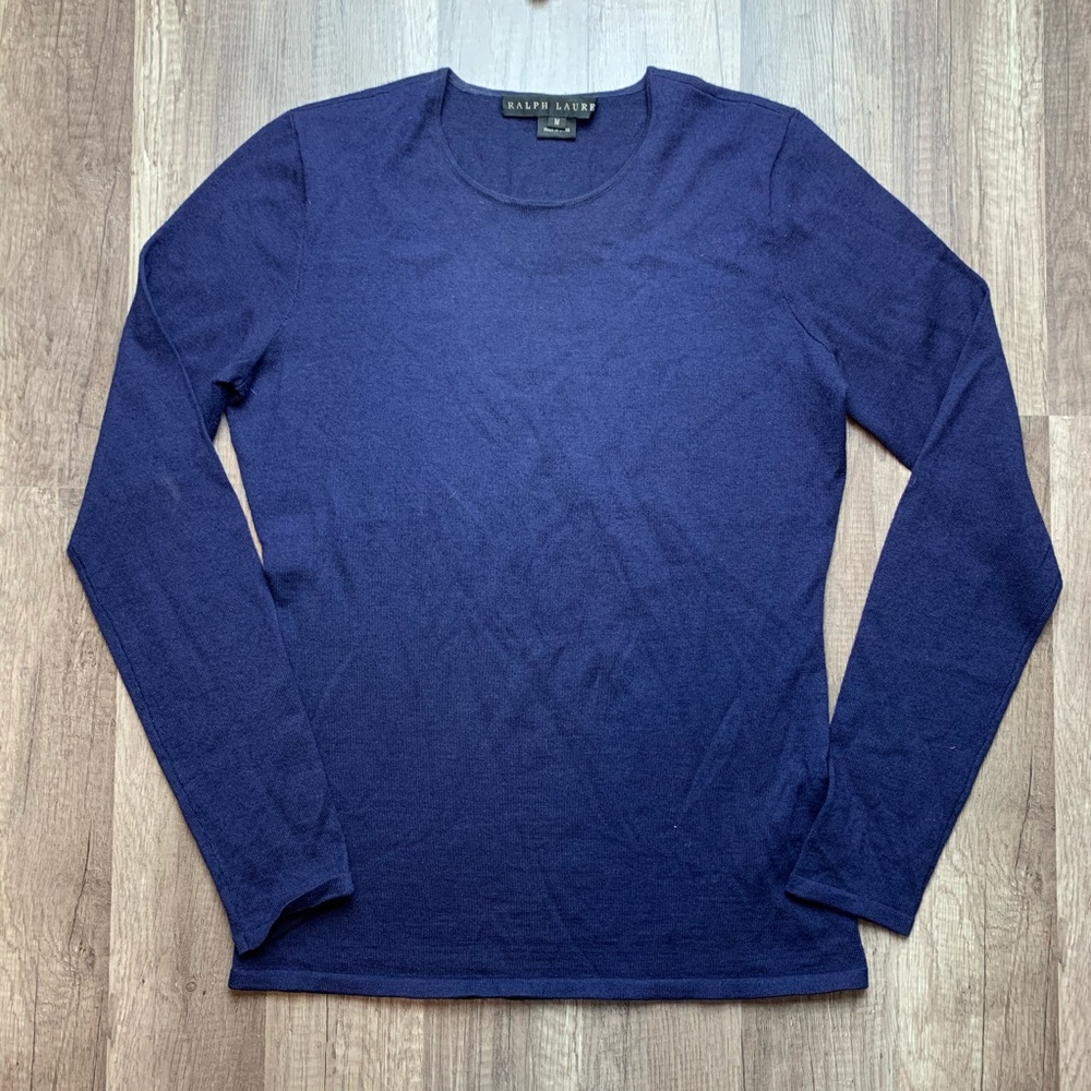 Ralph Lauren Black Label Long Sleeve Blue Top - Picture 1 of 4